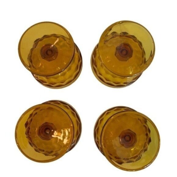 VINTAGE Champagne Sherbet Whitehall Amber Glasses by COLONY set of 4 - Picture 3 of 4